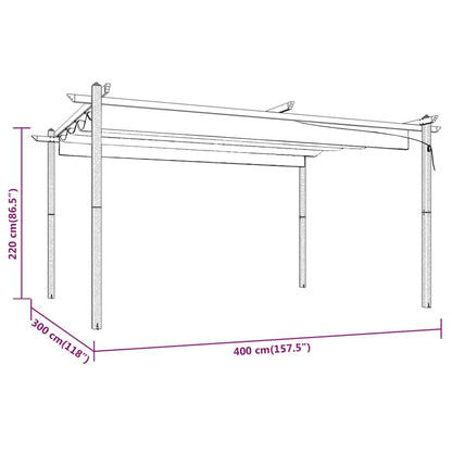 vidaXL Garden Gazebo with Retractable Roof 4x3 m Anthracite