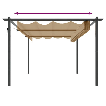 vidaXL Garden Gazebo with Retractable Roof 4x3 m Taupe
