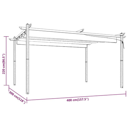vidaXL Garden Gazebo with Retractable Roof 4x3 m Taupe