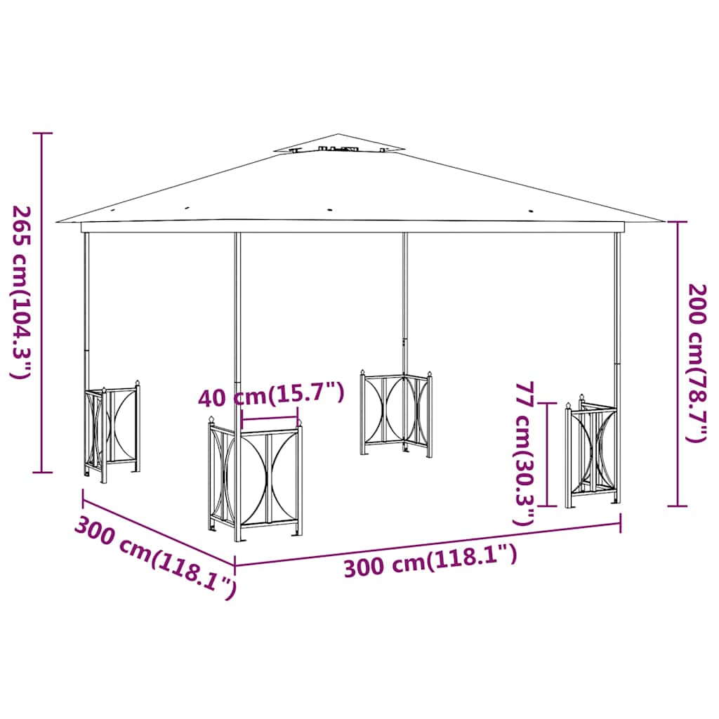 vidaXL Gazebo with Sidewalls&Double Roofs 3x3 m Anthracite