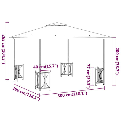 vidaXL Gazebo with Sidewalls&Double Roofs 3x3 m Anthracite