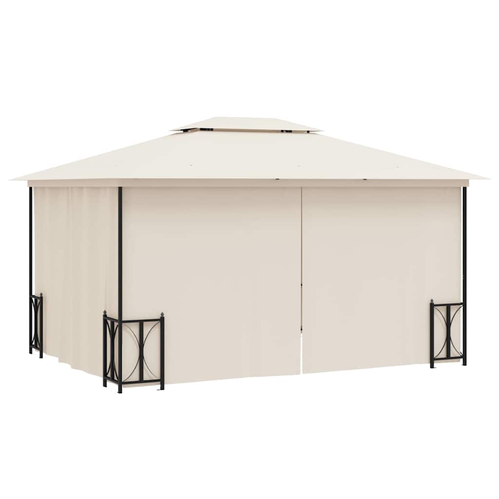 vidaXL Gazebo with Sidewalls&Double Roofs 3x4 m Cream