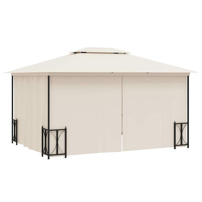 vidaXL Gazebo with Sidewalls&Double Roofs 3x4 m Cream