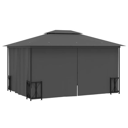 vidaXL Gazebo with Sidewalls&Double Roofs 3x4 m Anthracite