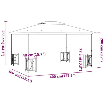 vidaXL Gazebo with Sidewalls&Double Roofs 3x4 m Anthracite
