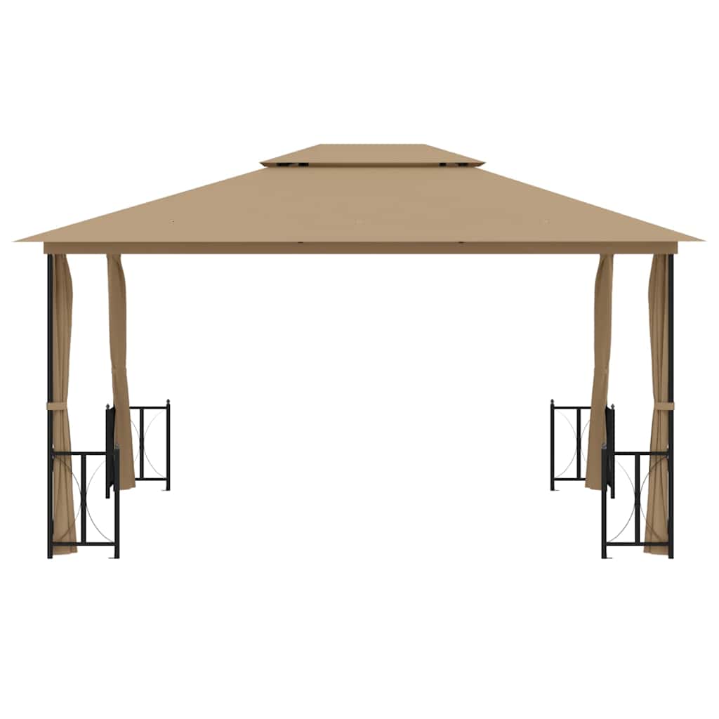318545 vidaXL Gazebo with Sidewalls&Double Roofs 3x4 m Taupe