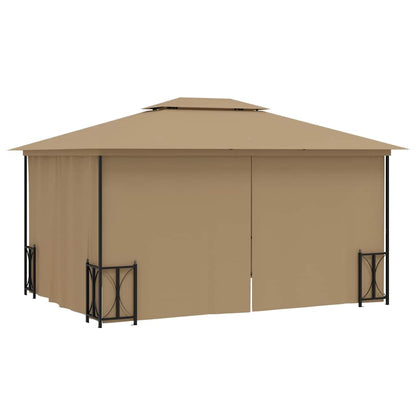 318545 vidaXL Gazebo with Sidewalls&Double Roofs 3x4 m Taupe