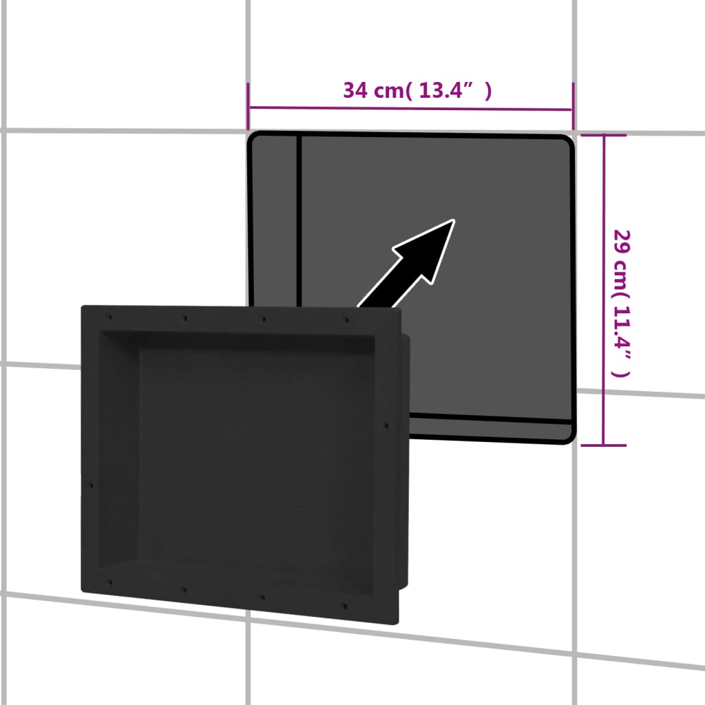 vidaXL Shower Niche Matt Black 41x51x10 cm