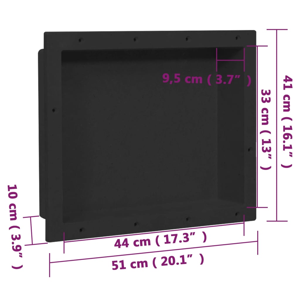 vidaXL Shower Niche Matt Black 41x51x10 cm