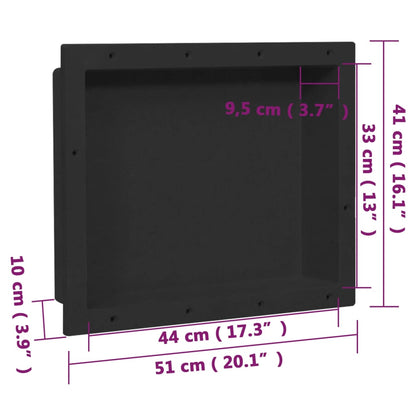 vidaXL Shower Niche Matt Black 41x51x10 cm