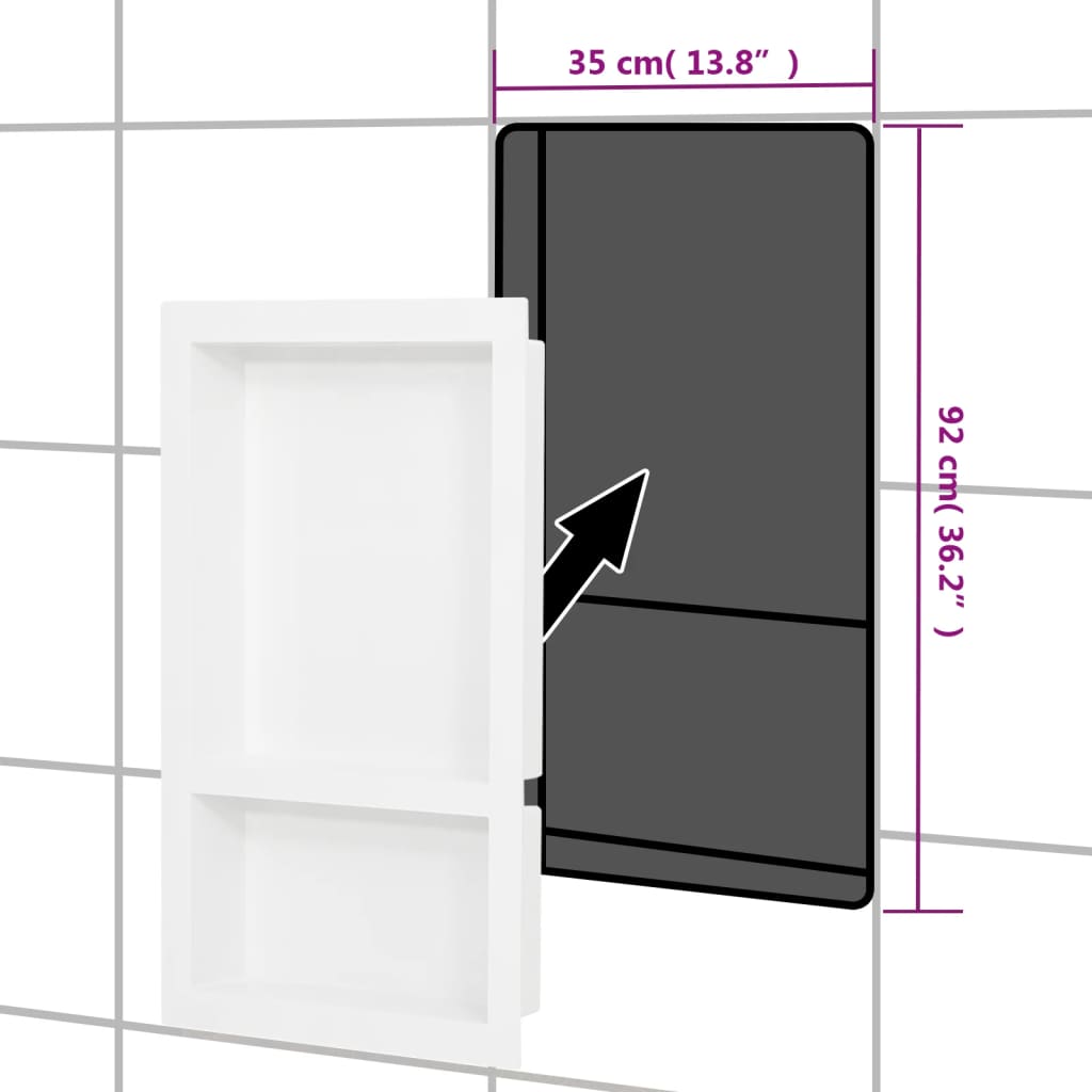 vidaXL Shower Niche with 2 Compartments High Gloss White 41x69x9 cm