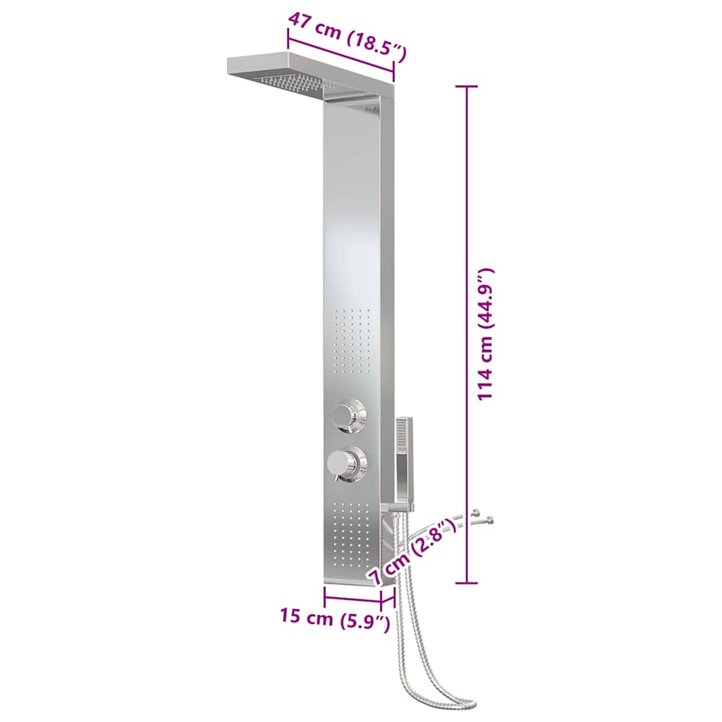 151414 vidaXL Shower Panel System Stainless Steel Square