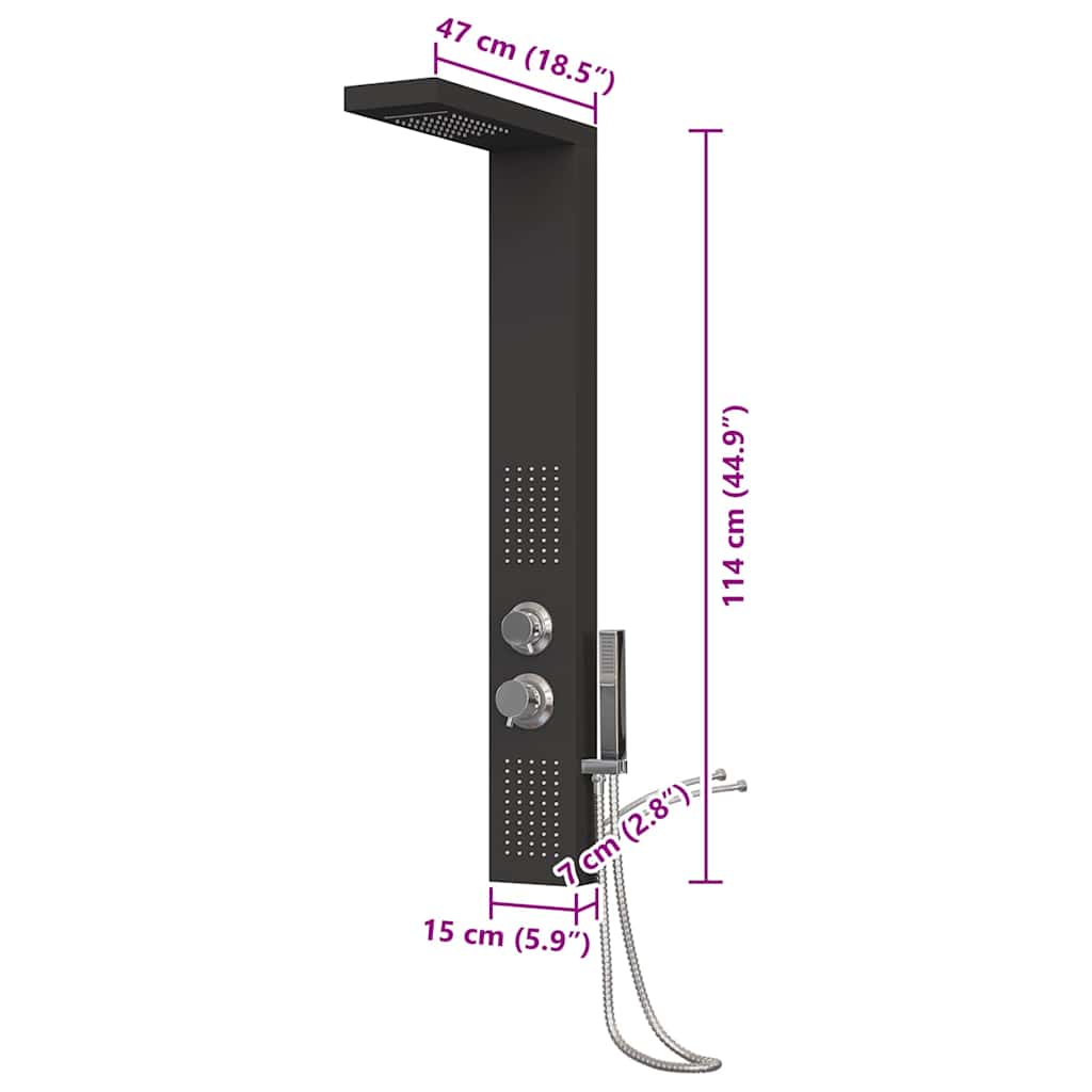 vidaXL Shower Panel System Aluminium Black