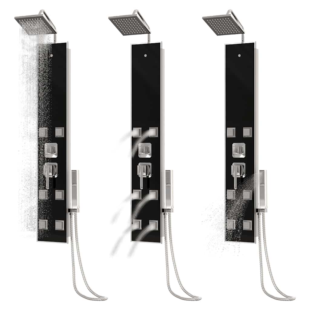 vidaXL Shower Panel Unit Glass 18x45.5x130 cm Black