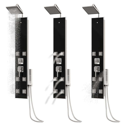 vidaXL Shower Panel Unit Glass 18x45.5x130 cm Black