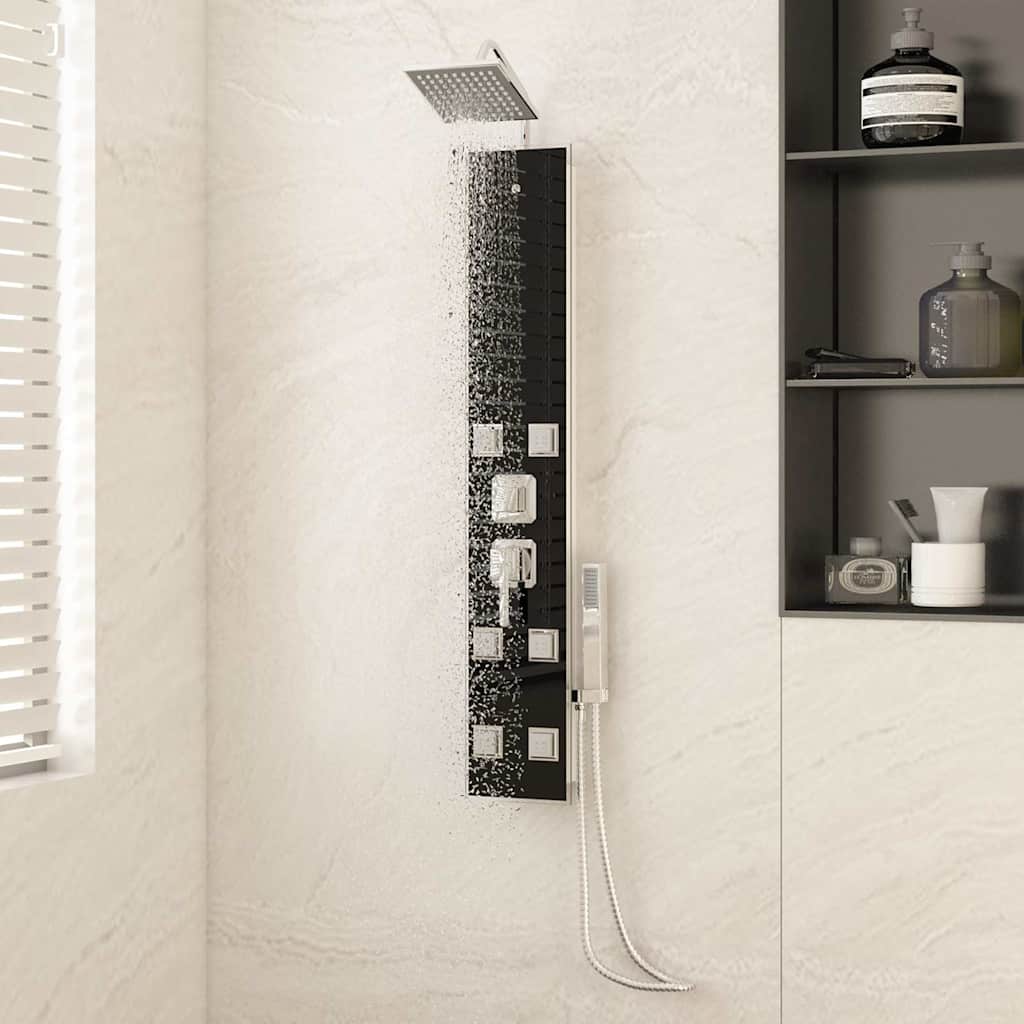 151418 vidaXL Shower Panel Unit Glass 18x45,5x130 cm Black