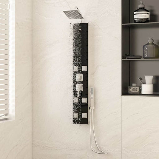 151418 vidaXL Shower Panel Unit Glass 18x45,5x130 cm Black