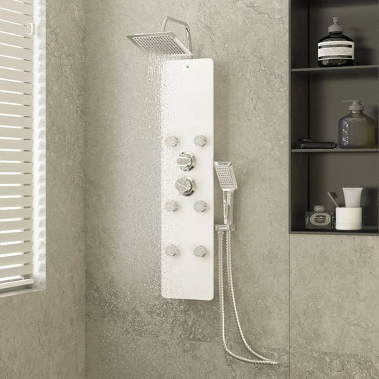 vidaXL Shower Panel Unit Glass 25x47.5x130 cm White
