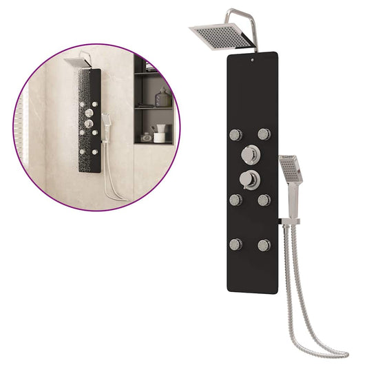 vidaXL Shower Panel Unit Glass 25x47,5x130 cm Black