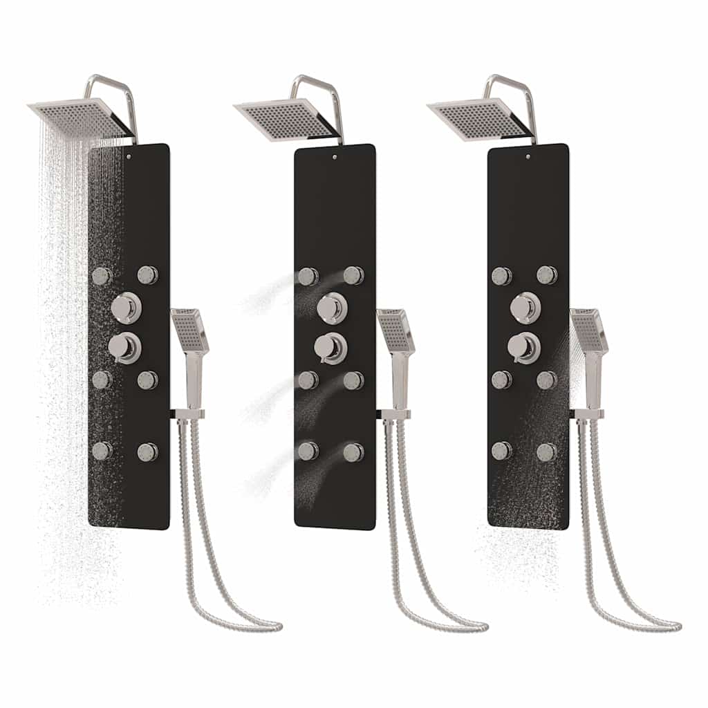 vidaXL Shower Panel Unit Glass 25x47,5x130 cm Black
