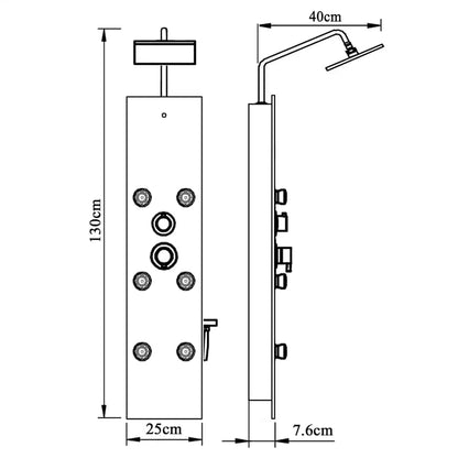 vidaXL Shower Panel Unit Glass 25x47.5x130 cm Black
