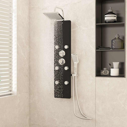 vidaXL Shower Panel Unit Glass 25x47,5x130 cm Black