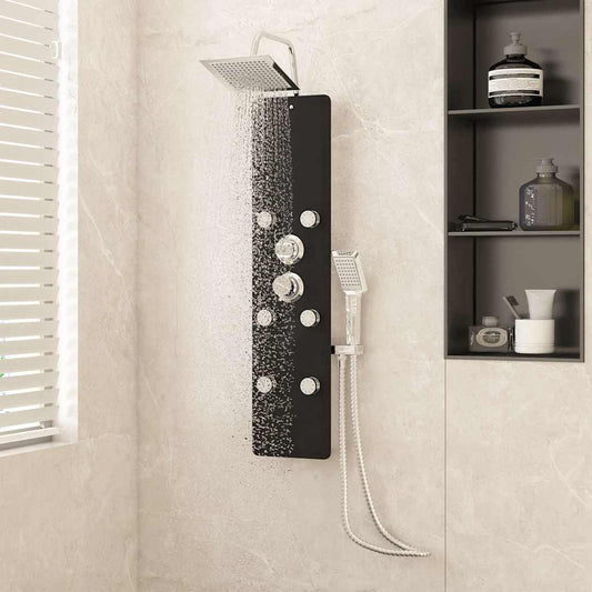 vidaXL Shower Panel Unit Glass 25x47,5x130 cm Black