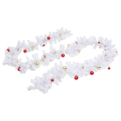 340734 vidaXL Christmas Garland Decorated with Baubles White 5 m