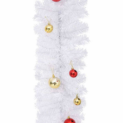 340734 vidaXL Christmas Garland Decorated with Baubles White 5 m