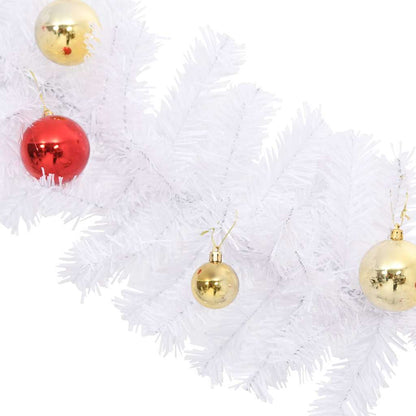 340734 vidaXL Christmas Garland Decorated with Baubles White 5 m