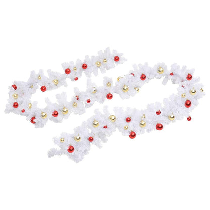 340735 vidaXL Christmas Garland Decorated with Baubles White 10 m