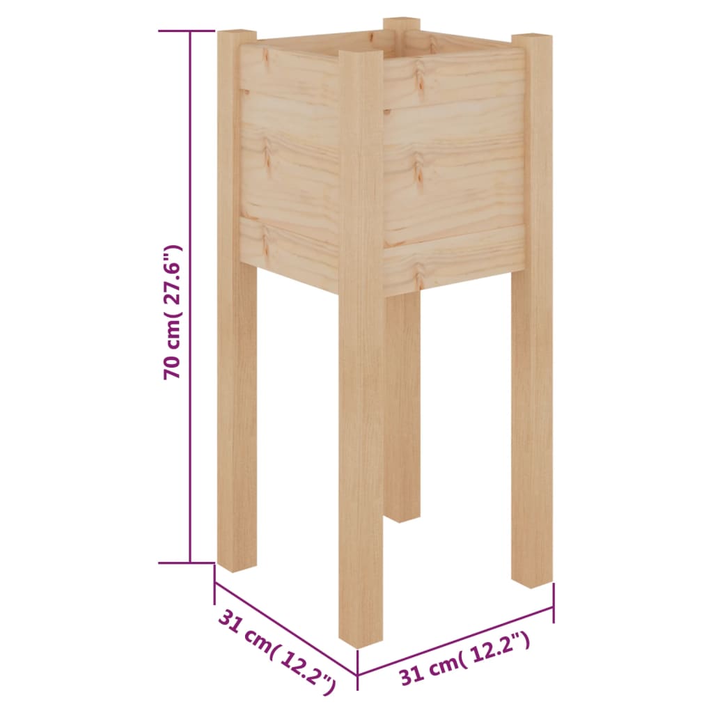 vidaXL Garden Planter 31x31x70 cm Solid Pinewood