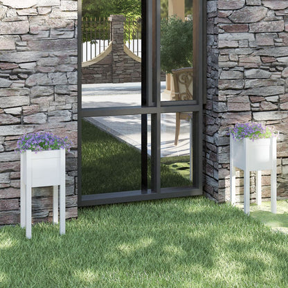 vidaXL Garden Planters 2 pcs White 31x31x70 cm Solid Pinewood