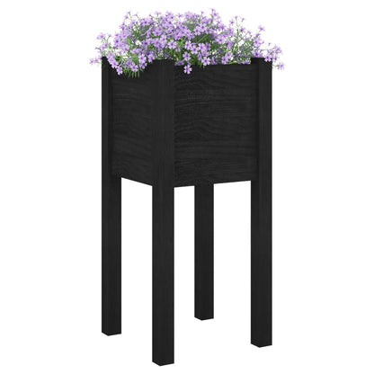 vidaXL Garden Planter Black 31x31x70 cm Solid Pinewood