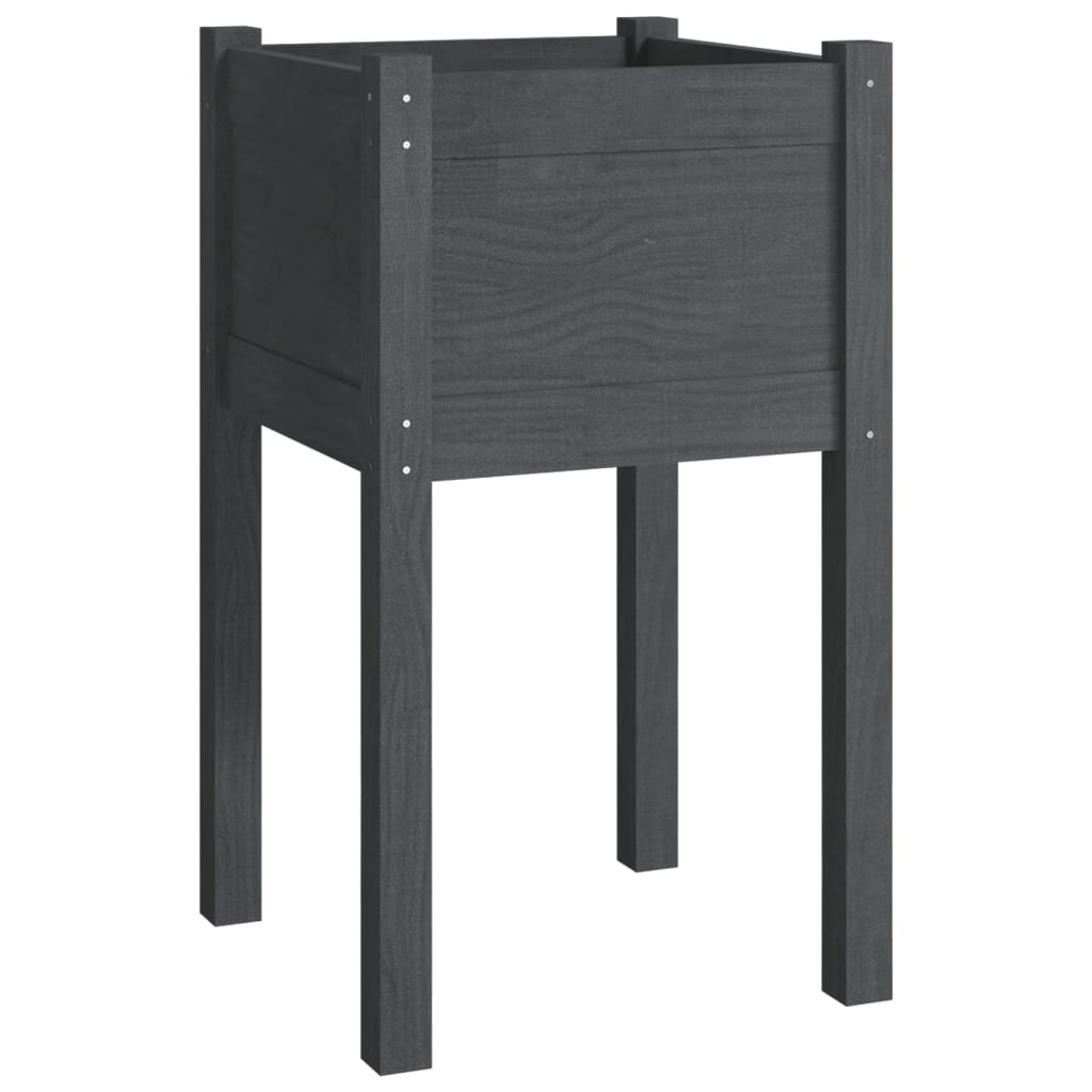 vidaXL Garden Planters 2 pcs Grey 40x40x70 cm Solid Pinewood