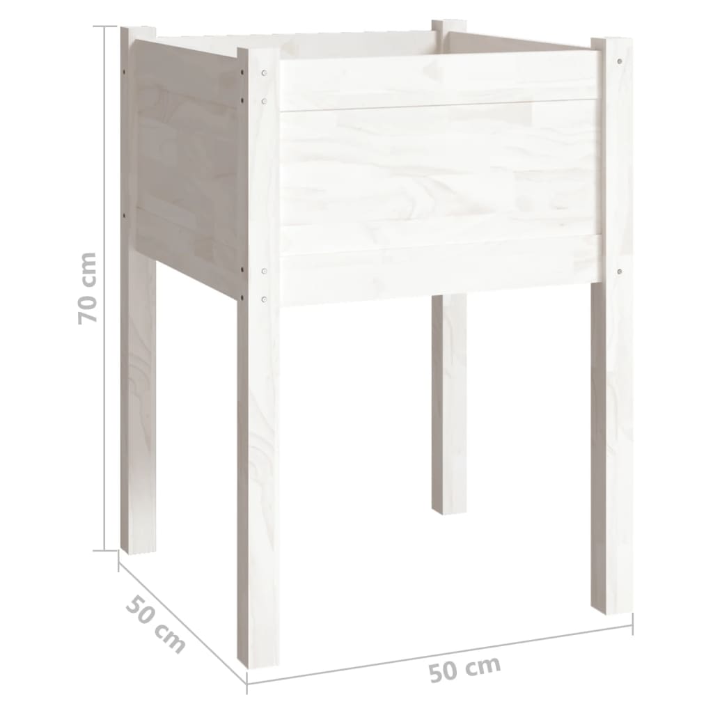 vidaXL Garden Planter White 50x50x70 cm Solid Pinewood