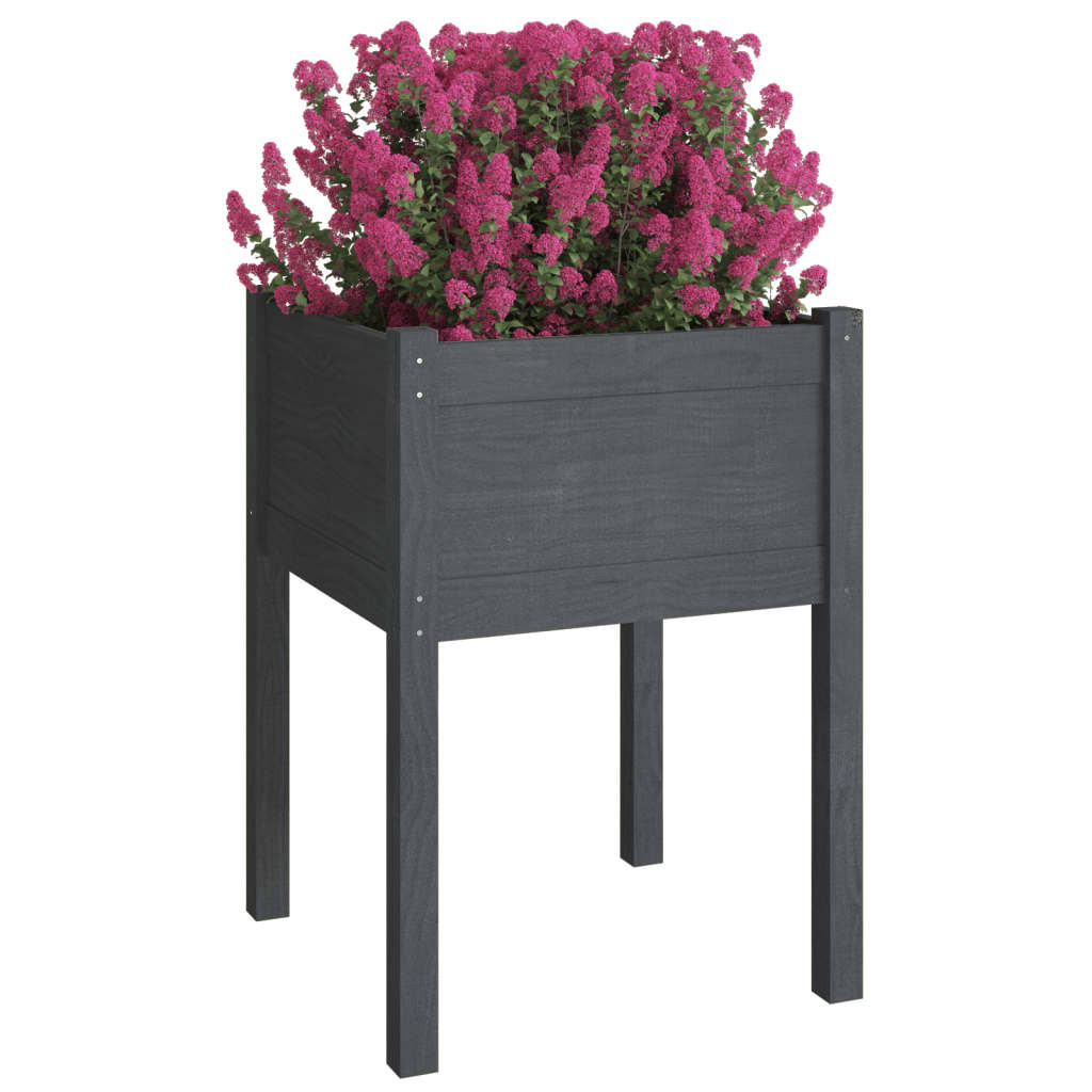 vidaXL Garden Planter Grey 50x50x70 cm Solid Pinewood