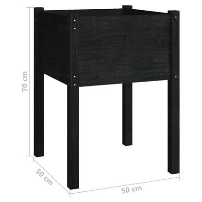 vidaXL Garden Planter Black 50x50x70 cm Solid Pinewood