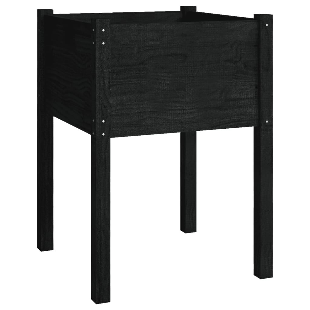 vidaXL Garden Planters 2 pcs Black 50x50x70 cm Solid Pinewood