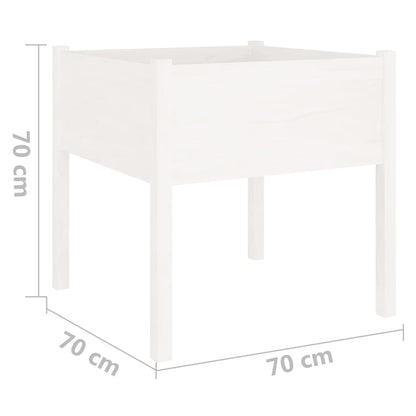 vidaXL Garden Planter White 70x70x70 cm Solid Pinewood
