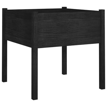 vidaXL Garden Planters 2 pcs Black 70x70x70 cm Solid Pinewood