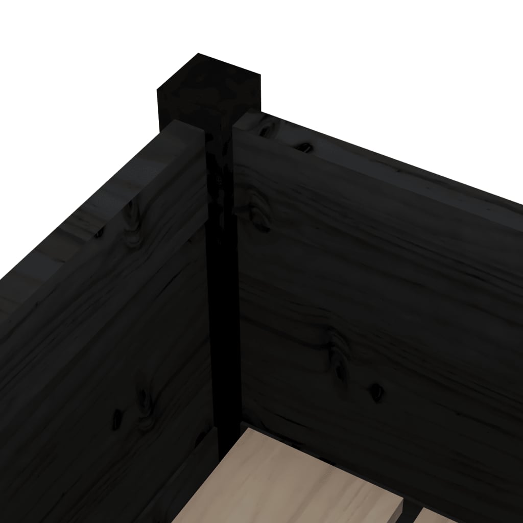 vidaXL Garden Planters 2 pcs Black 70x70x70 cm Solid Pinewood