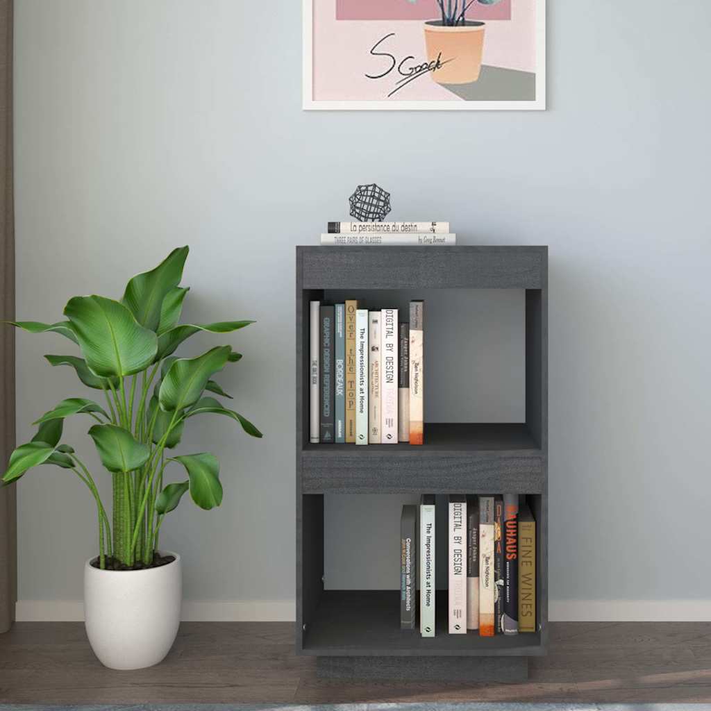vidaXL Book Cabinet Grey 40x35x71 cm Solid Wood Pine