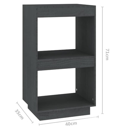 vidaXL Book Cabinet Grey 40x35x71 cm Solid Wood Pine