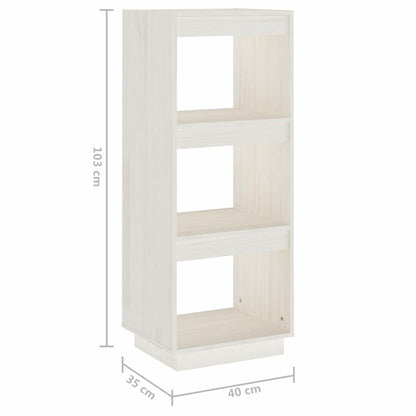 810845 vidaXL Book Cabinet/Room Divider White 40x35x103 cm Solid Wood Pine