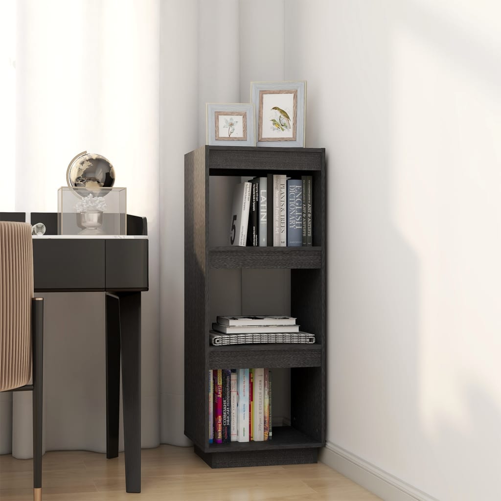vidaXL Book Cabinet/Room Divider Grey 40x35x103 cm Solid Pinewood