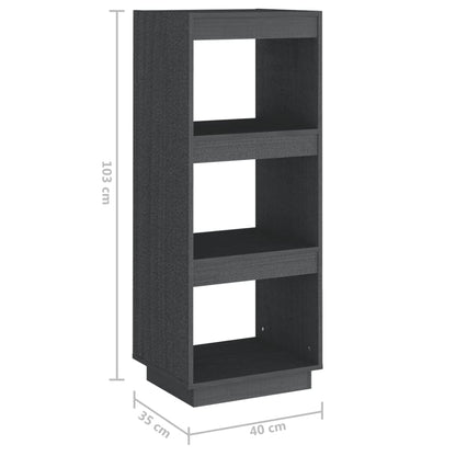 vidaXL Book Cabinet/Room Divider Grey 40x35x103 cm Solid Pinewood