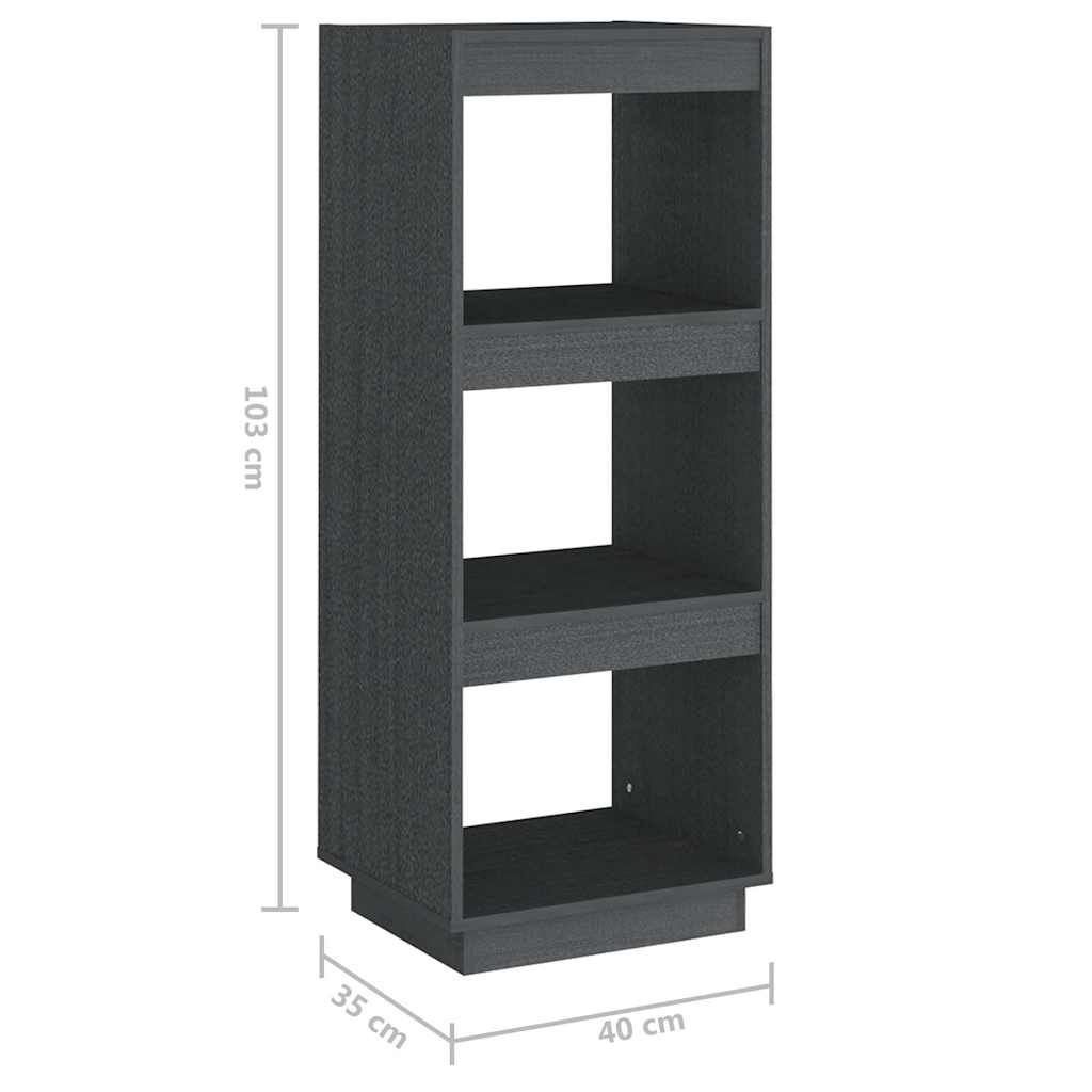 810846 vidaXL Book Cabinet/Room Divider Grey 40x35x103 cm Solid Wood Pine