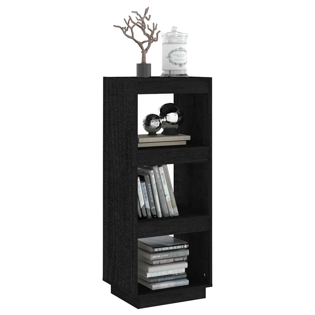 810848 vidaXL Book Cabinet/Room Divider Black 40x35x103 cm Solid Wood Pine