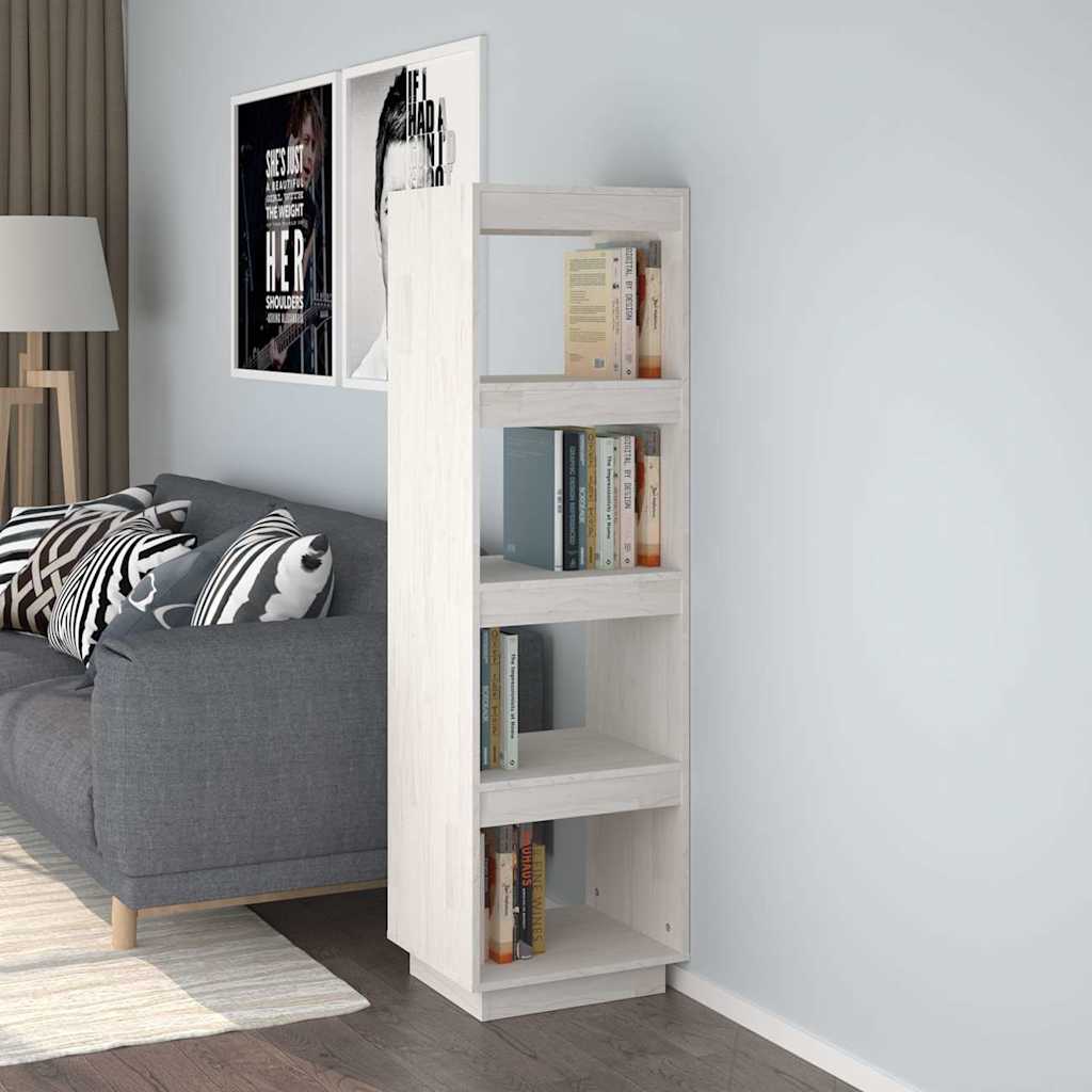 810850 vidaXL Book Cabinet/Room Divider White 40x35x135 cm Solid Wood Pine